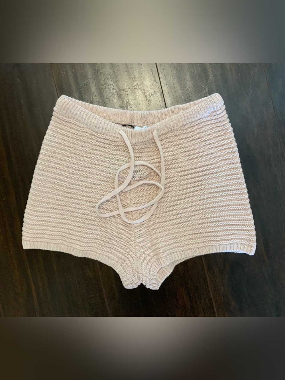Le Lis Cream Knit Drawstring Shorts
